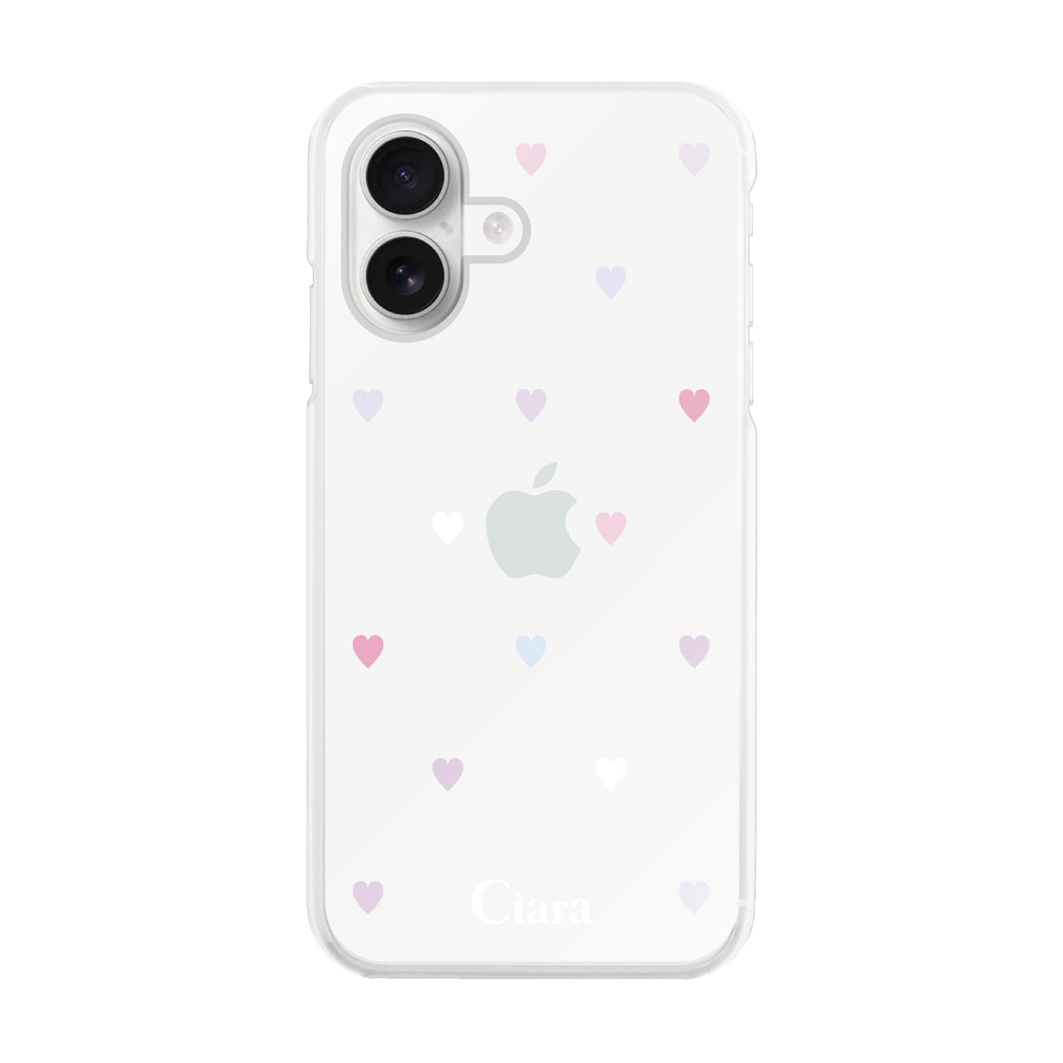 iPhone16 ハイブリッド クリアケース パステルハート パステル