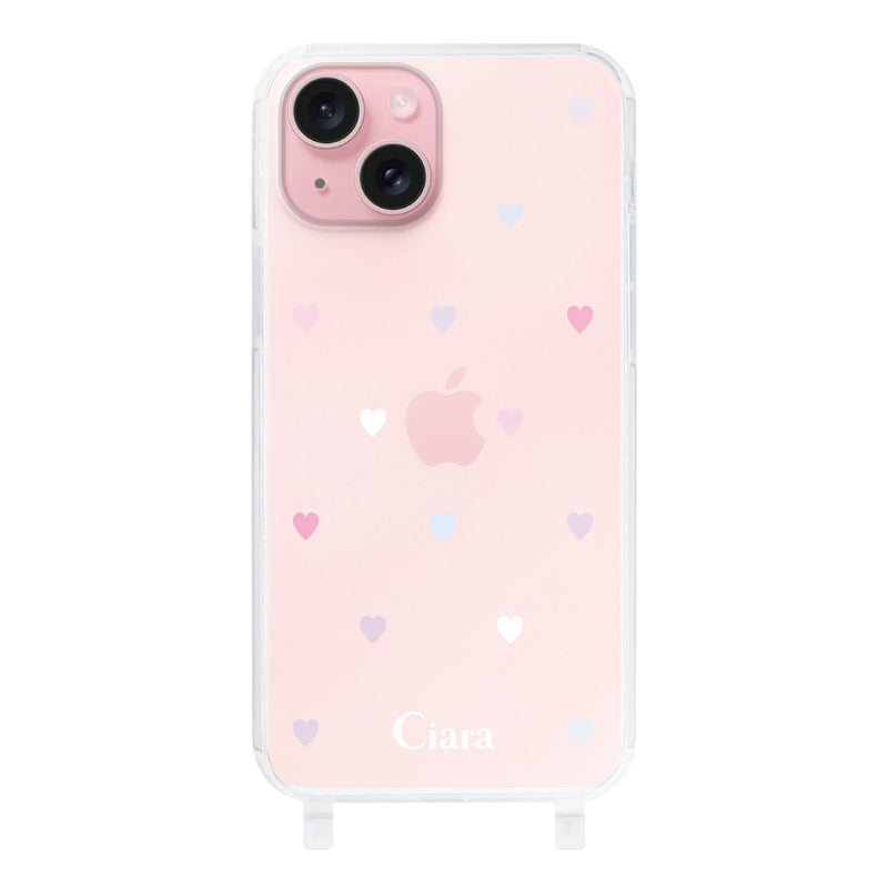 iPhoneケース ストラップクリアケース パステルハート