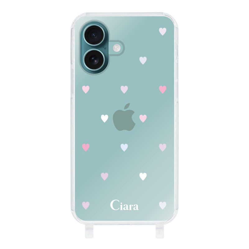 iPhoneケース ストラップクリアケース パステルハート