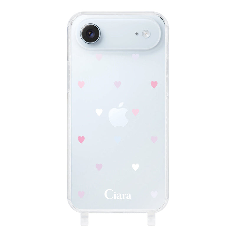 iPhoneケース ストラップクリアケース パステルハート