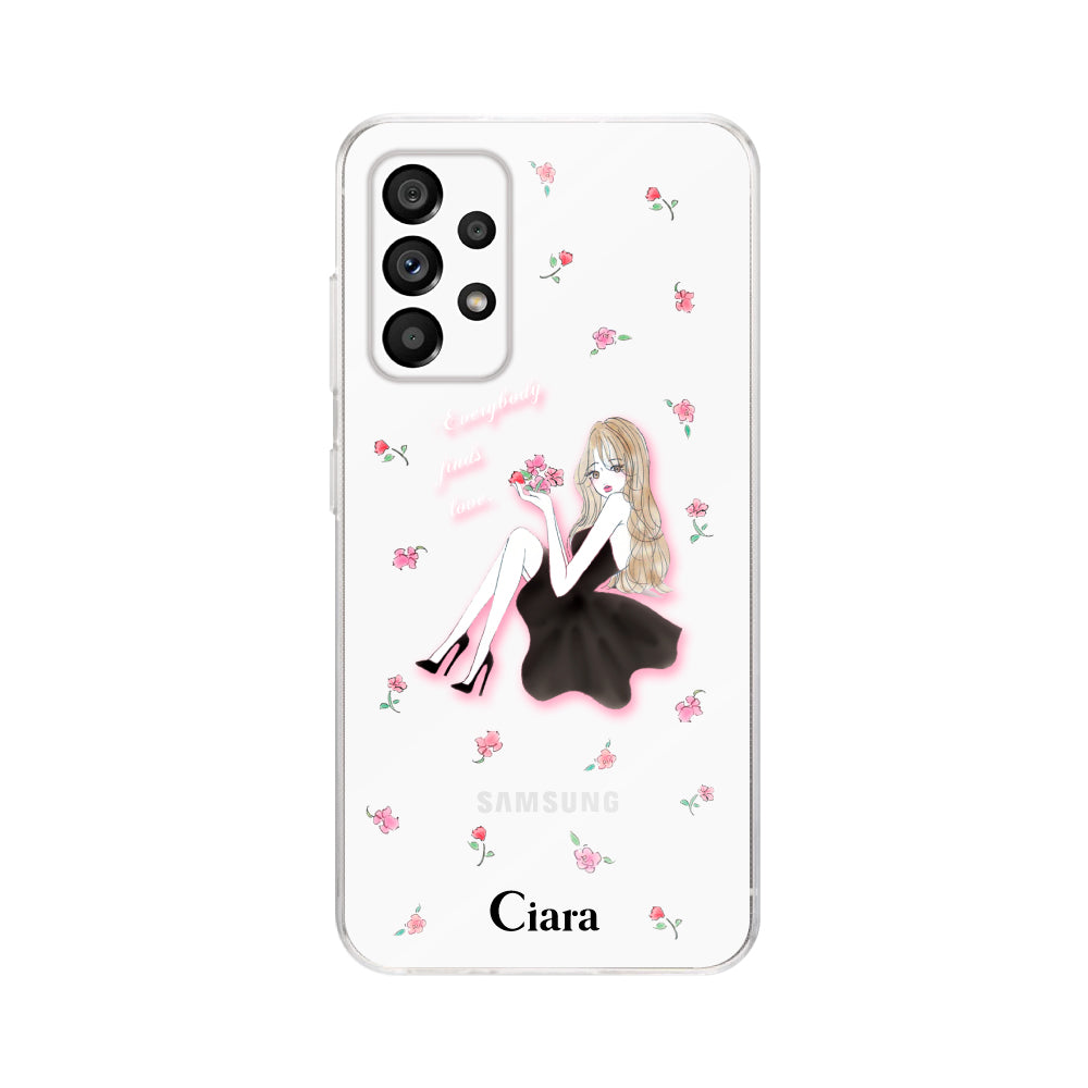 GalaxyA53ケース クリアケース ラベンダーブラックガール クリア