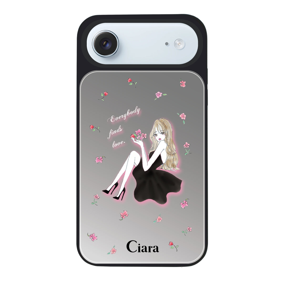 iPhoneAir ミラーバンパー ミラー付きケース ラベンダーブラックガール シルバー