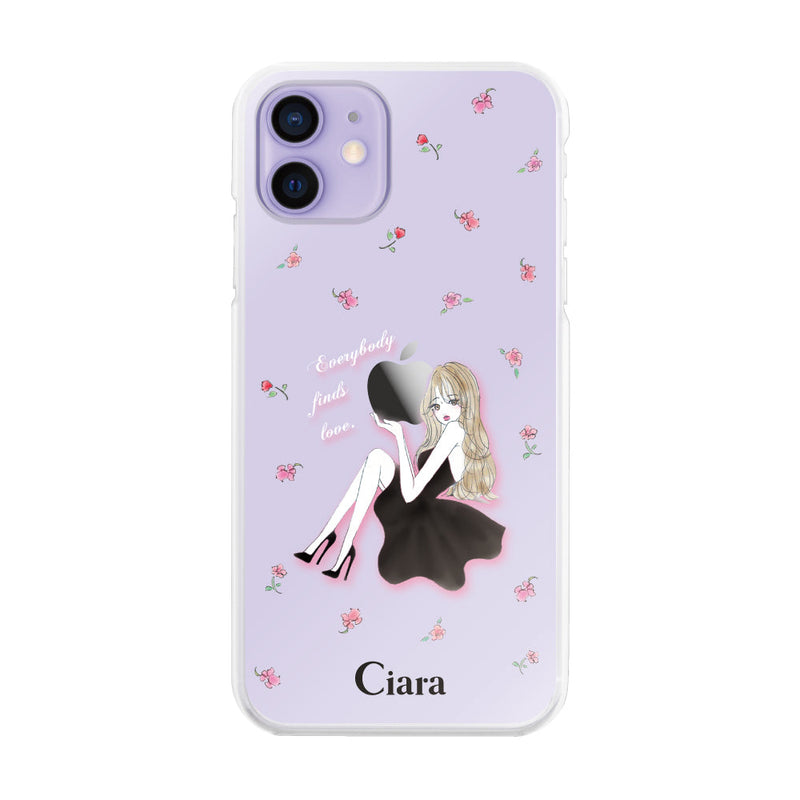 iPhoneケース ハイブリッド クリアケース ラベンダーブラックガール