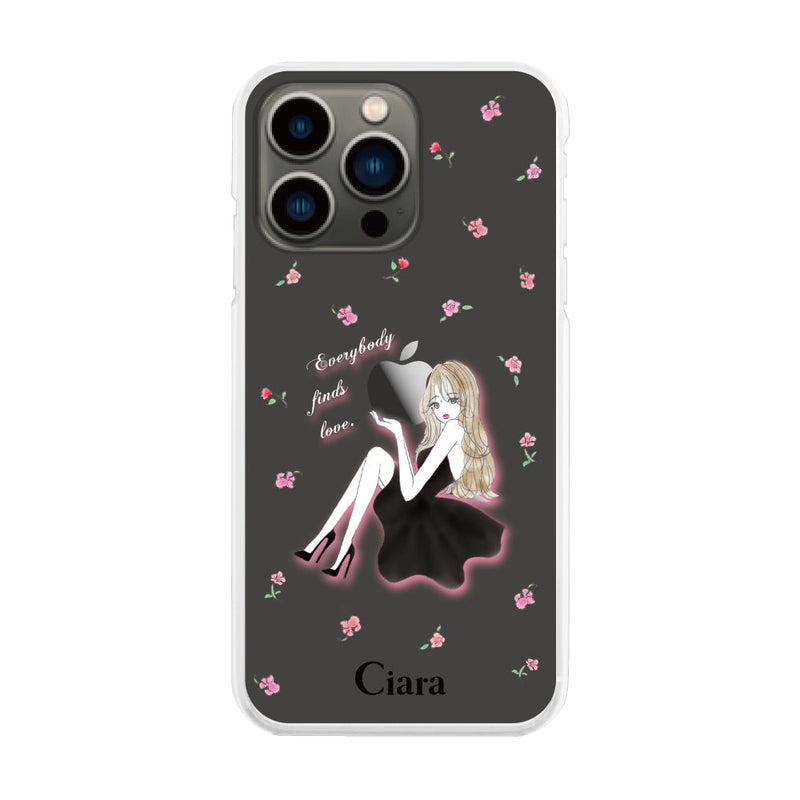 iPhoneケース ハイブリッド クリアケース ラベンダーブラックガール