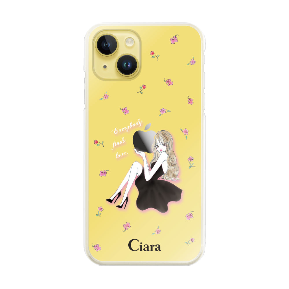 iPhone14Plus ハイブリッド クリアケース ラベンダーブラックガール クリア