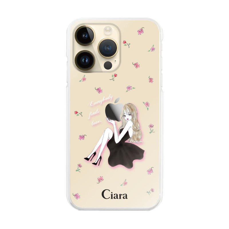iPhoneケース ハイブリッド クリアケース ラベンダーブラックガール