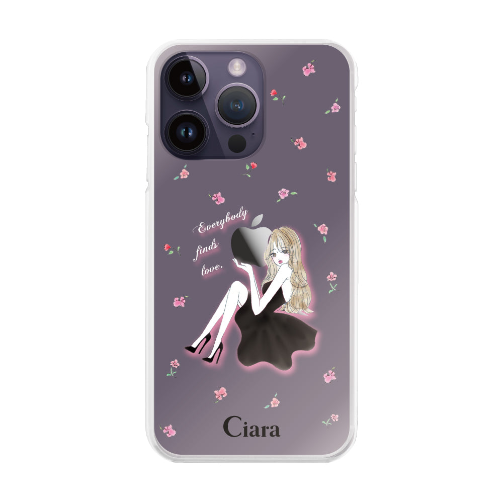 iPhone14ProMax ハイブリッド クリアケース ラベンダーブラックガール クリア