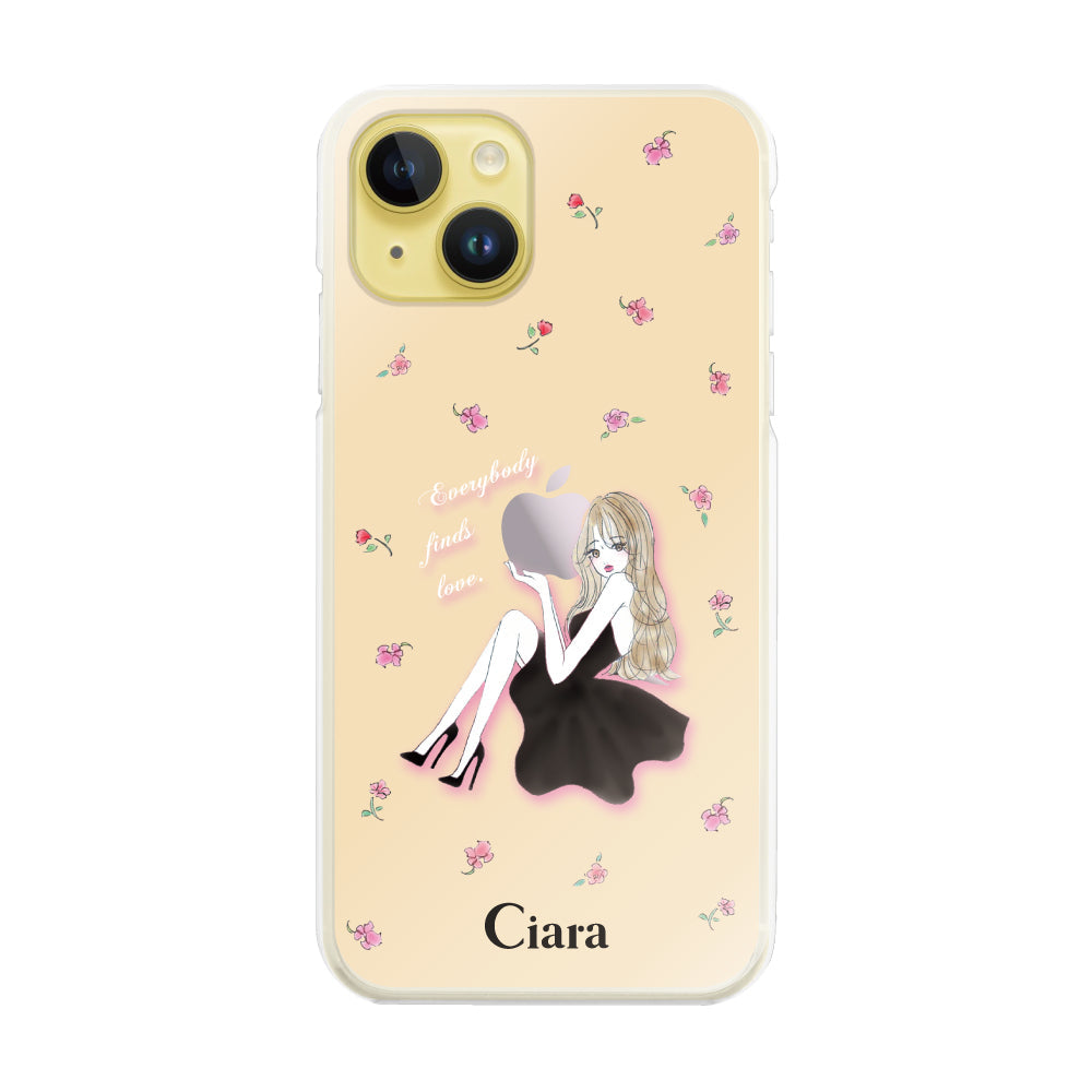 iPhone14Plus ハイブリッド クリアケース ラベンダーブラックガール ピンク