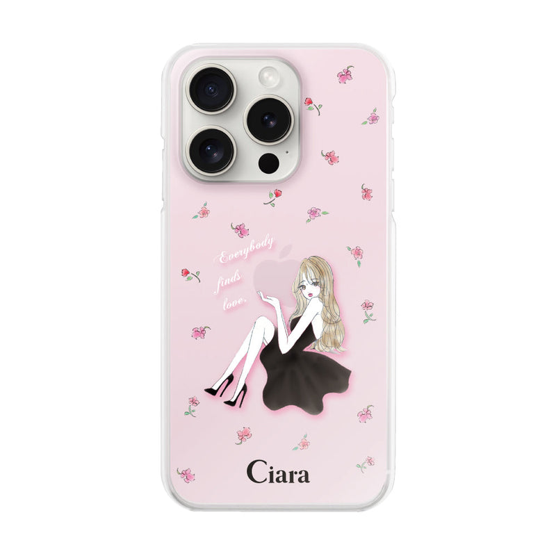 iPhoneケース ハイブリッド クリアケース ラベンダーブラックガール