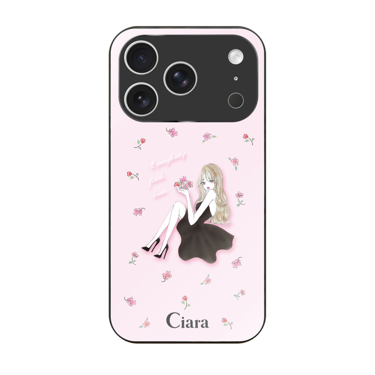 iPhone17Pro ガラス 強化ガラスケース ラベンダーブラックガール ピンク