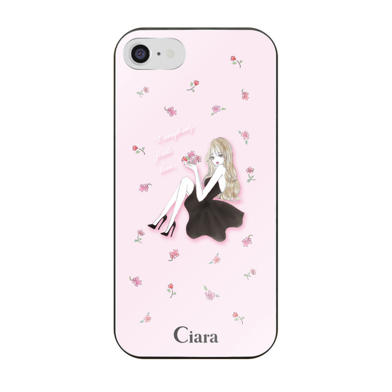iPhoneケース ガラス 強化ガラスケース ラベンダーブラックガール