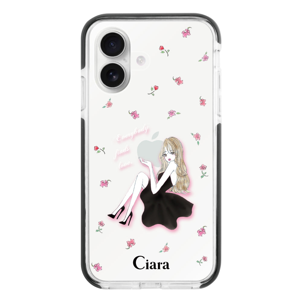 iPhoneケース】 クッションバンパー LAVENDER BLACK GIRL(ラベンダー