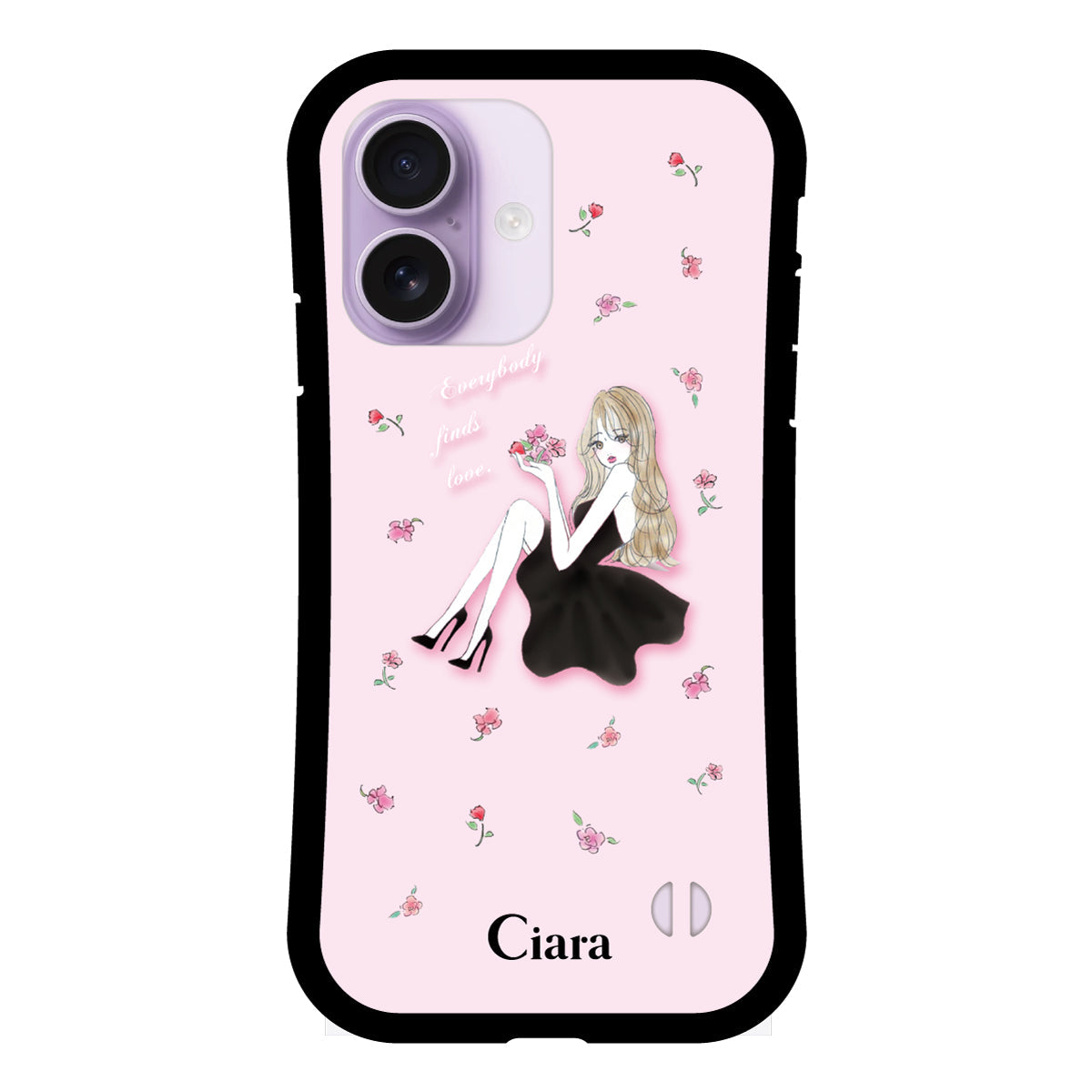 【ららページ】スマホケース iPhoneケース】 グリップ LAVENDER BLACK GIRL(ラベンダーブラック