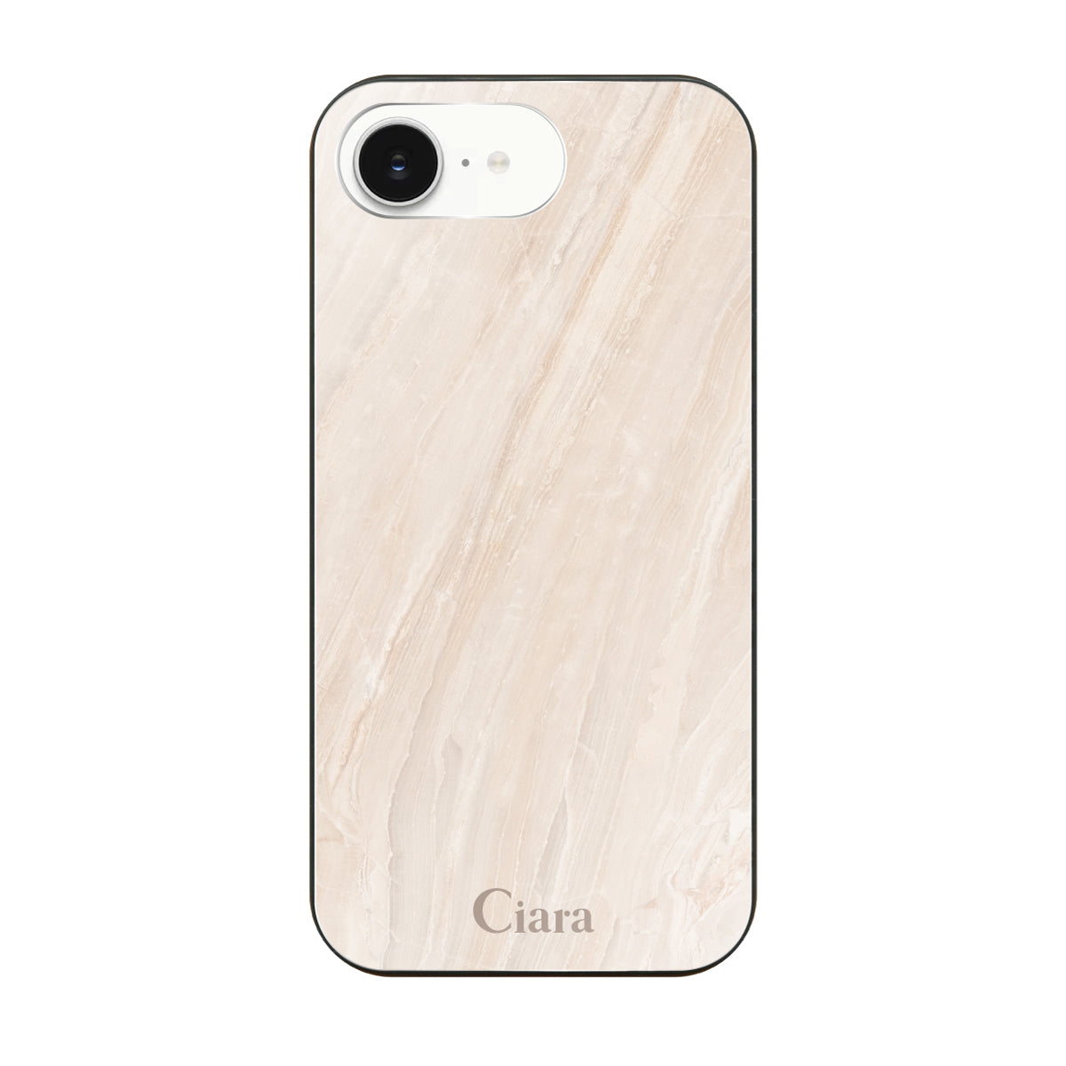 iPhone16eケース ガラス 強化ガラスケース マーブル ベージュ