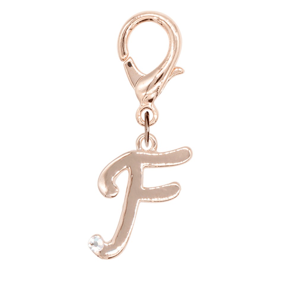 Free カスタム ストーンイニシャルチャーム ローズゴールド