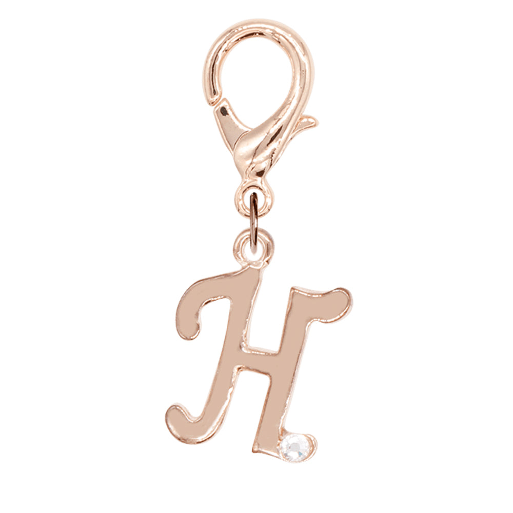 Free カスタム ストーンイニシャルチャーム ローズゴールド