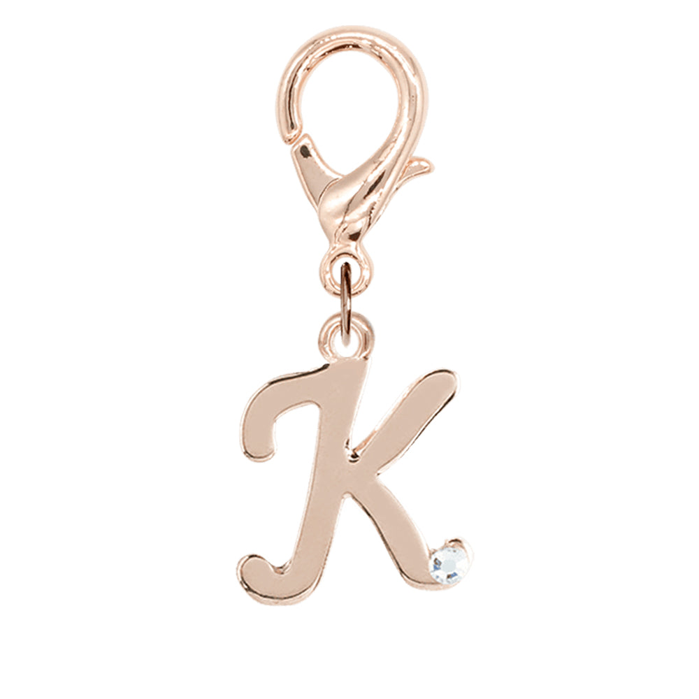 Free カスタム ストーンイニシャルチャーム ローズゴールド