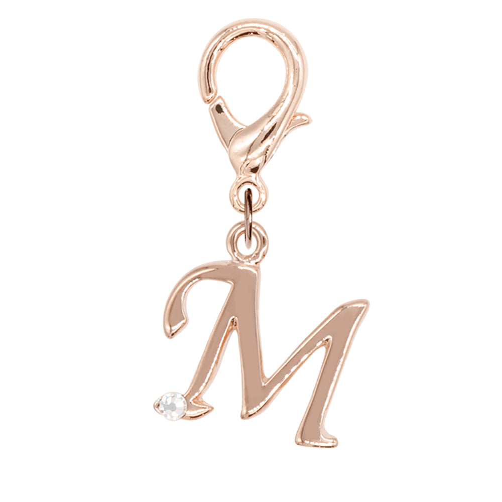 Free カスタム ストーンイニシャルチャーム ローズゴールド