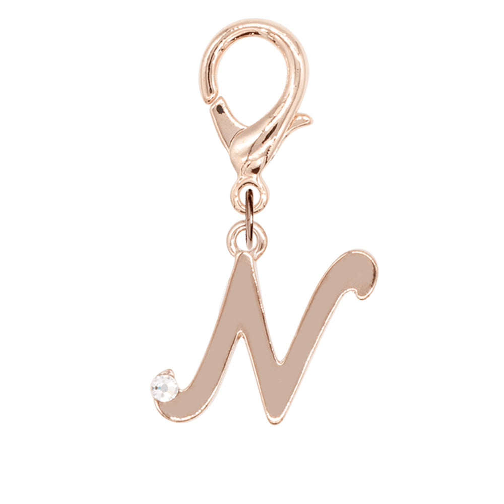 Free カスタム ストーンイニシャルチャーム ローズゴールド