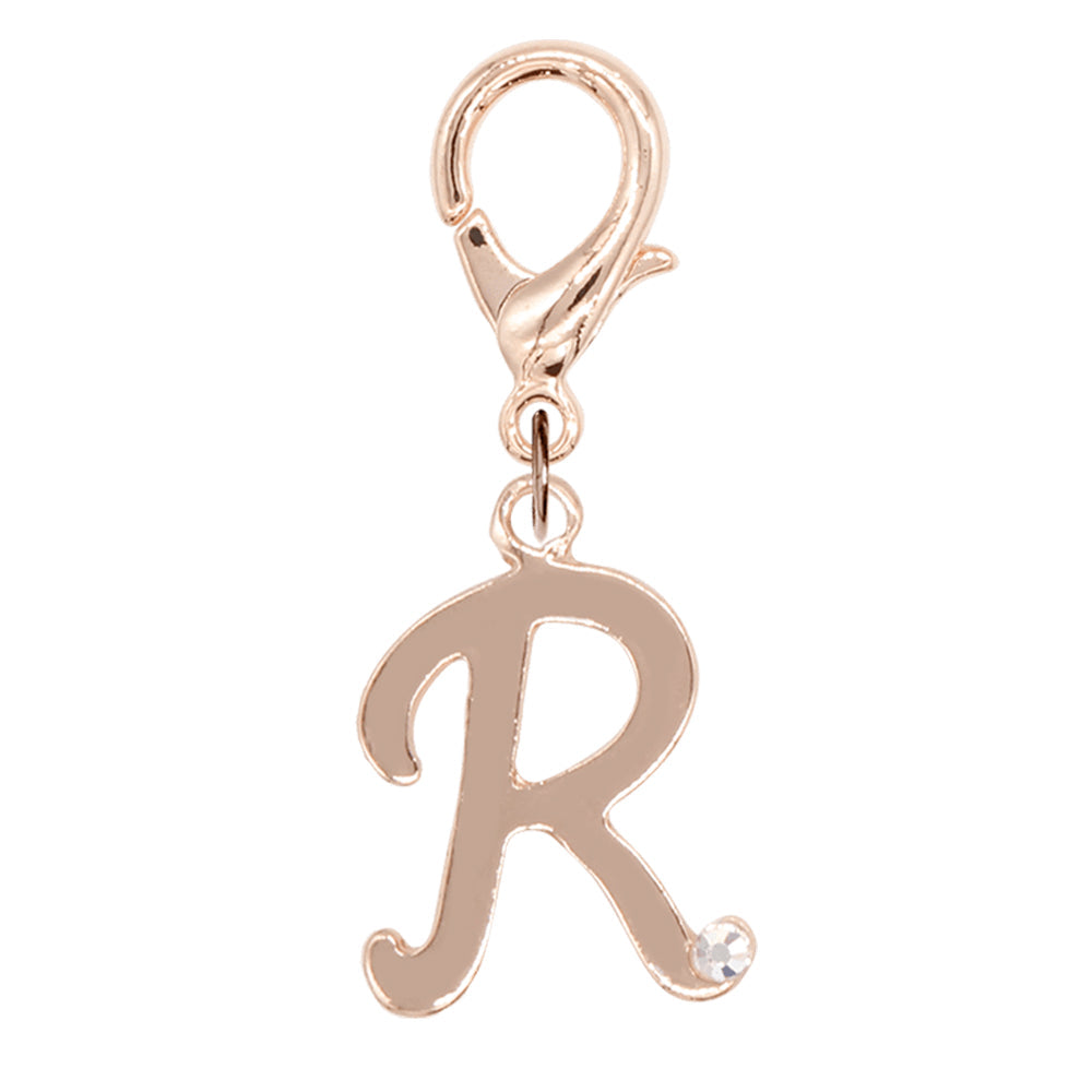 Free カスタム ストーンイニシャルチャーム ローズゴールド