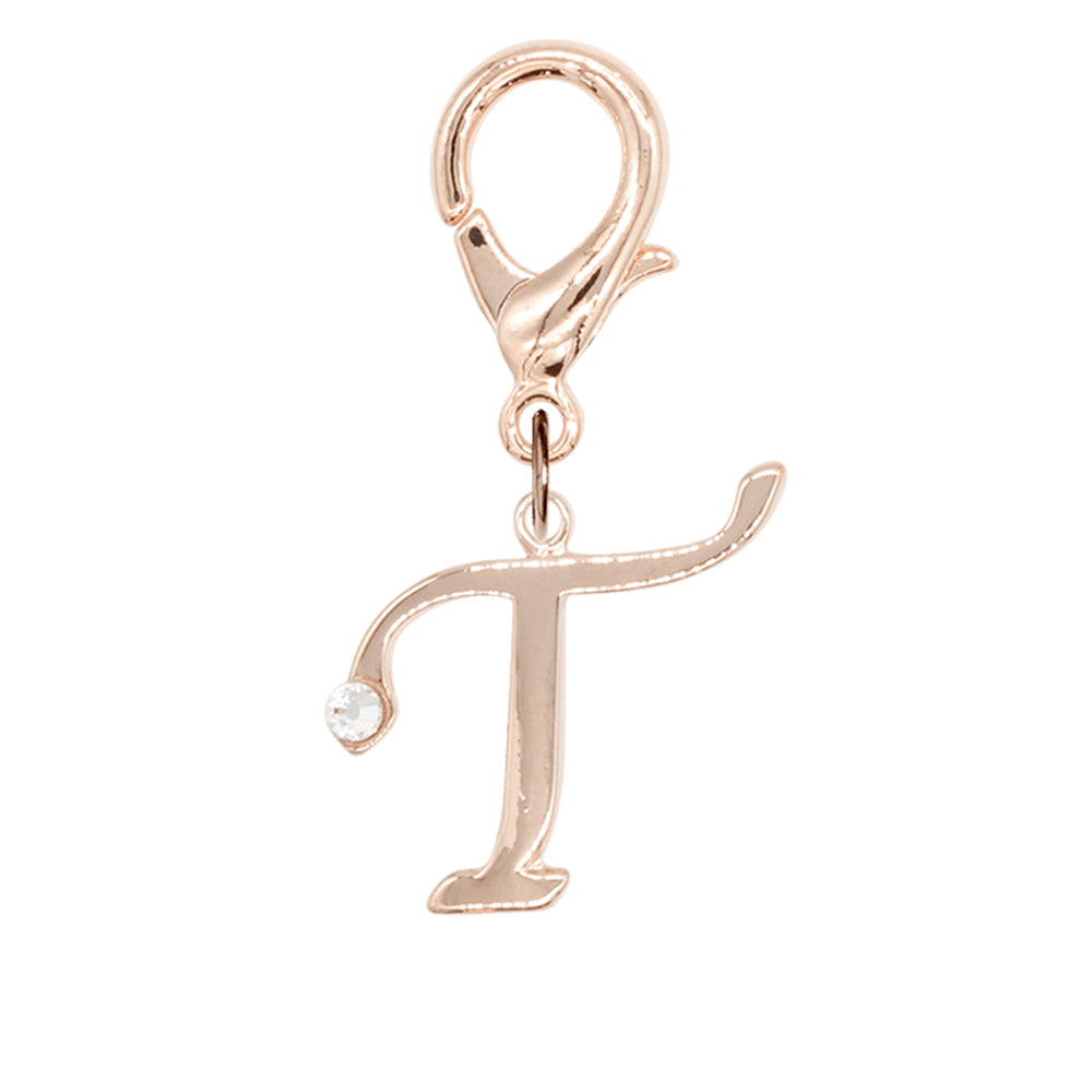 Free カスタム ストーンイニシャルチャーム ローズゴールド