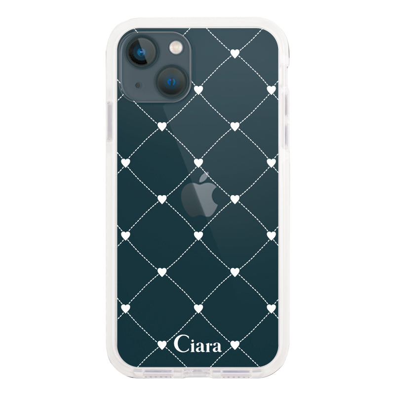 iPhoneケース クッションバンパー 耐衝撃クリアケース ハートキルティング