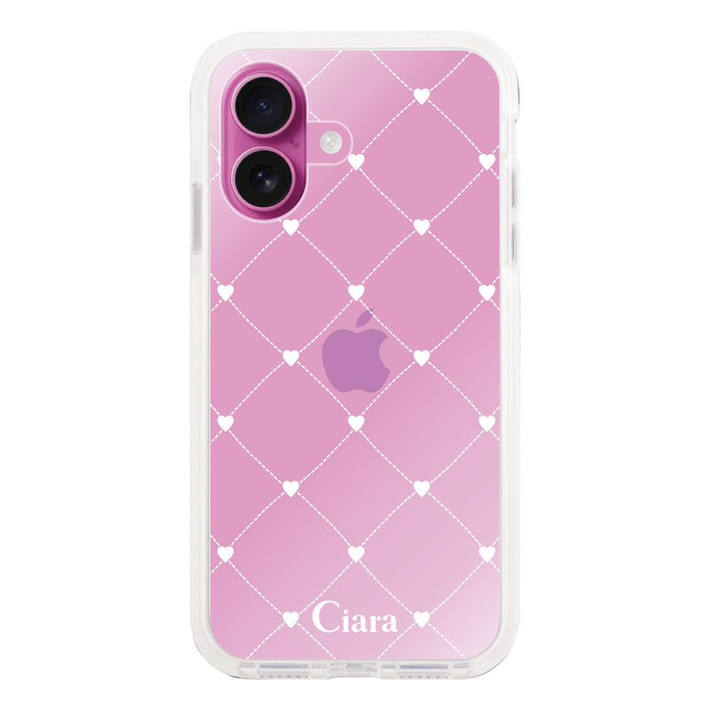 iPhoneケース クッションバンパー 耐衝撃クリアケース ハートキルティング