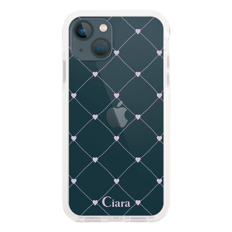 iPhoneケース クッションバンパー 耐衝撃クリアケース ハートキルティング