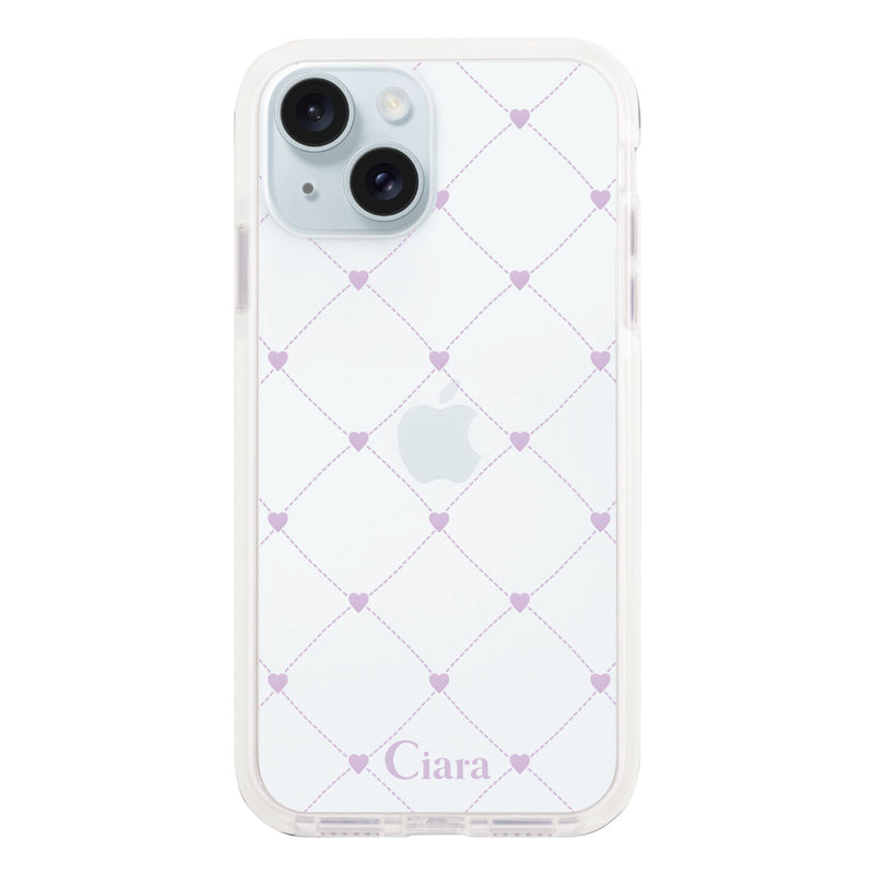 iPhoneケース クッションバンパー 耐衝撃クリアケース ハートキルティング