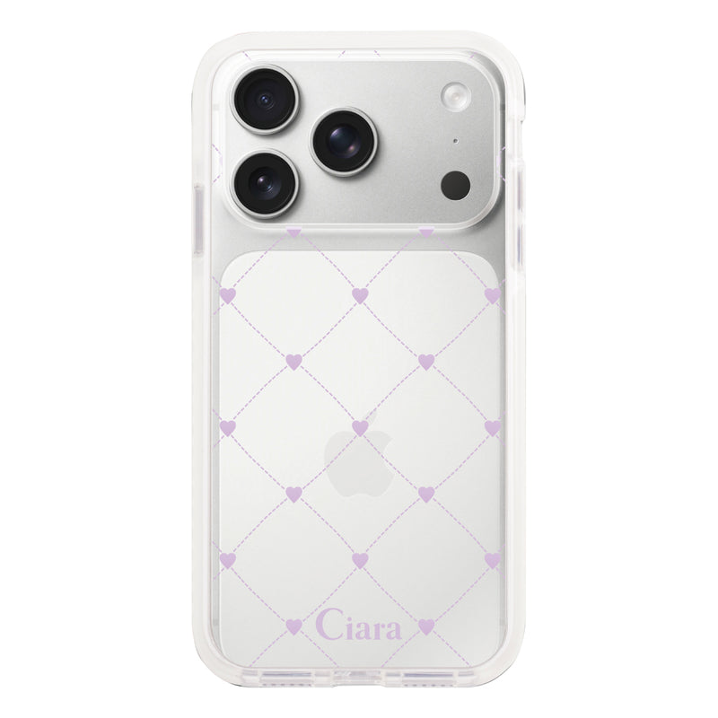 iPhoneケース クッションバンパー 耐衝撃クリアケース ハートキルティング