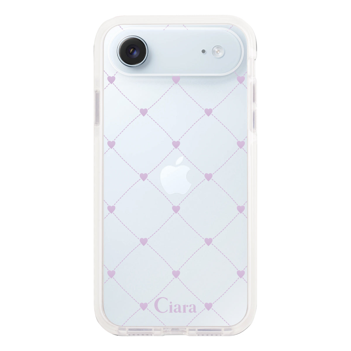 iPhoneAir クッションバンパー 耐衝撃クリアケース ハートキルティング パープル