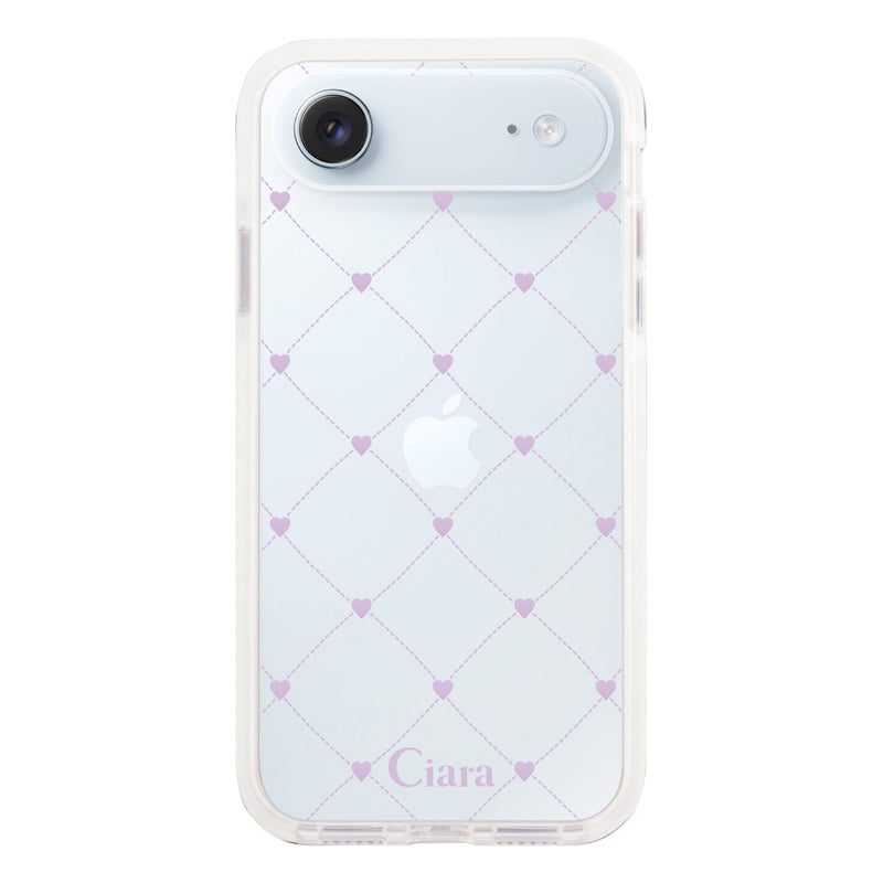 iPhoneケース クッションバンパー 耐衝撃クリアケース ハートキルティング