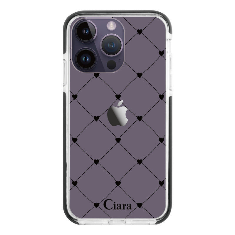 iPhoneケース クッションバンパー 耐衝撃クリアケース ハートキルティング