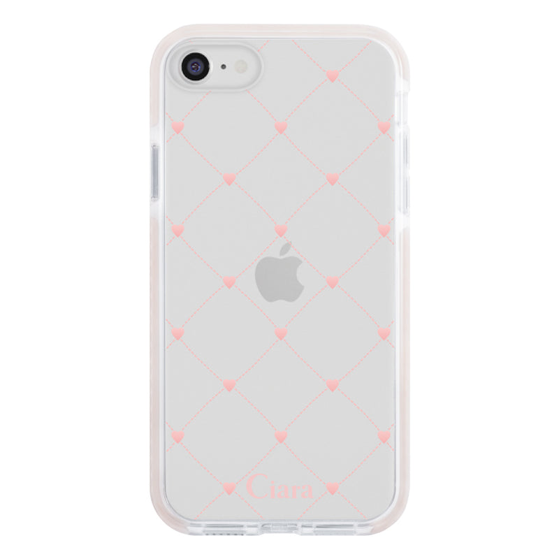 iPhoneケース クッションバンパー 耐衝撃クリアケース ハートキルティング