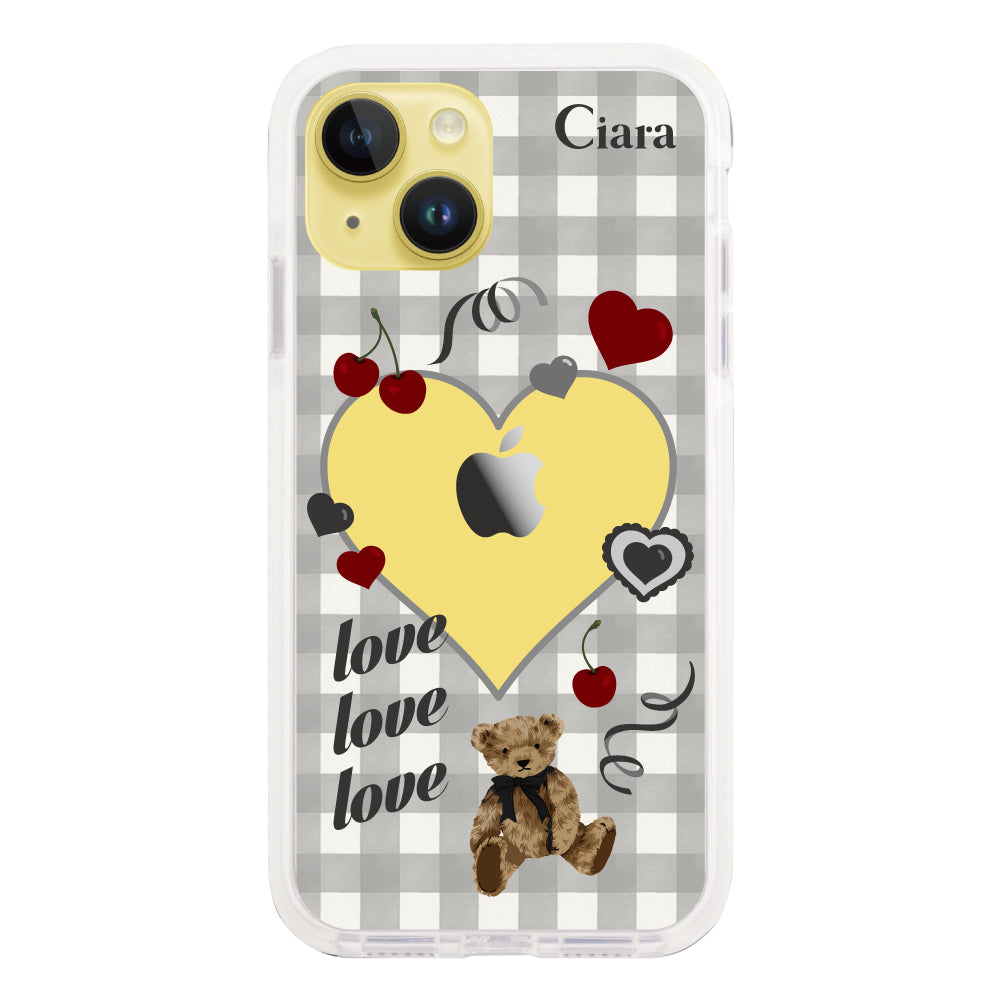 iPhone14Plusケース クッションバンパー 耐衝撃クリアケース マイスウィーティー ブラック