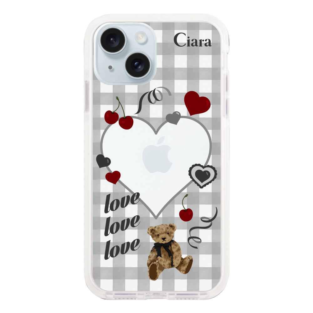 iPhone15Plusケース クッションバンパー 耐衝撃クリアケース マイスウィーティー ブラック