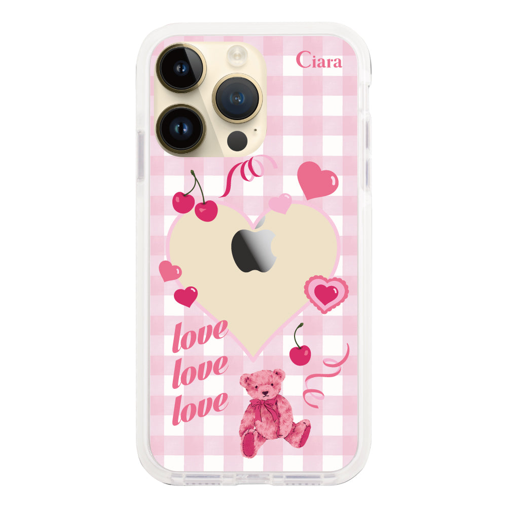 iPhone14Proケース クッションバンパー 耐衝撃クリアケース マイスウィーティー ピンク