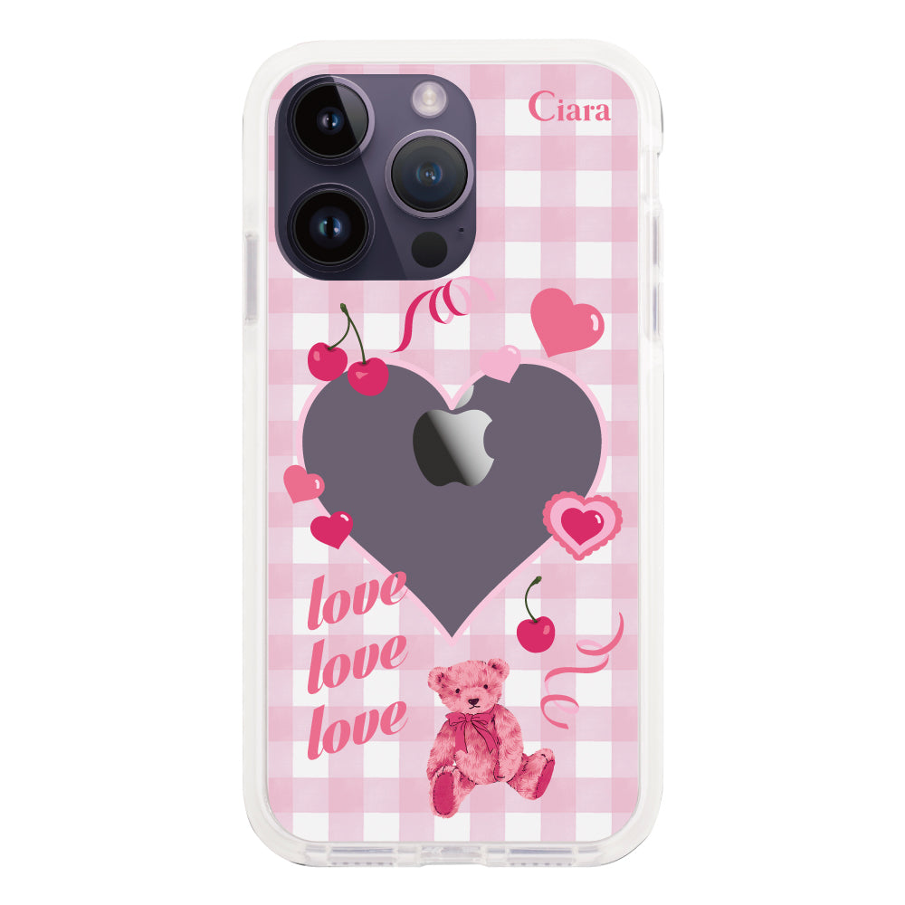 iPhone14ProMax クッションバンパー 耐衝撃クリアケース マイスウィーティー ピンク