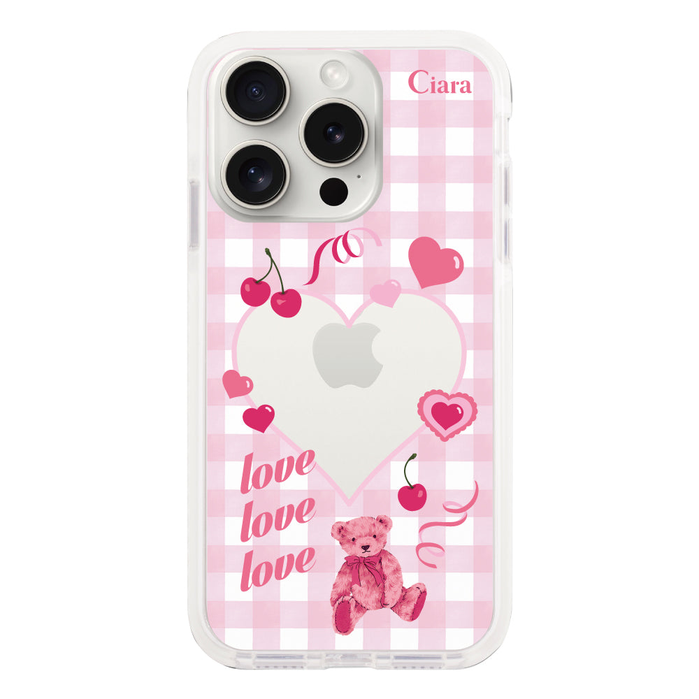 iPhone15ProMax クッションバンパー 耐衝撃クリアケース マイスウィーティー ピンク