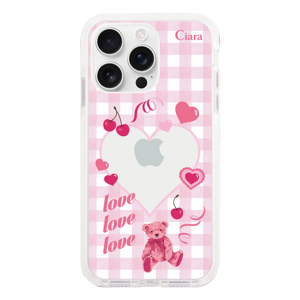 iPhone16ProMax クッションバンパー 耐衝撃クリアケース マイスウィーティー ピンク