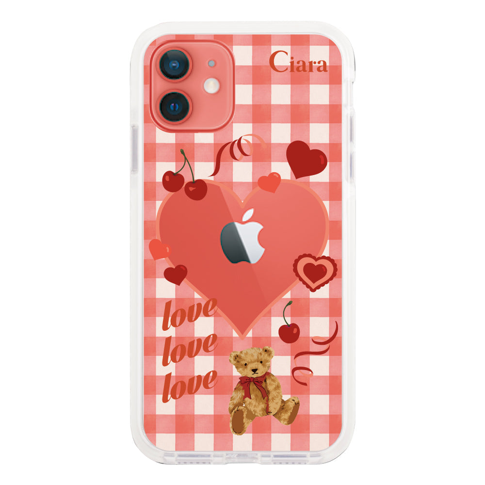 iPhone11ケース クッションバンパー 耐衝撃クリアケース マイスウィーティー レッド