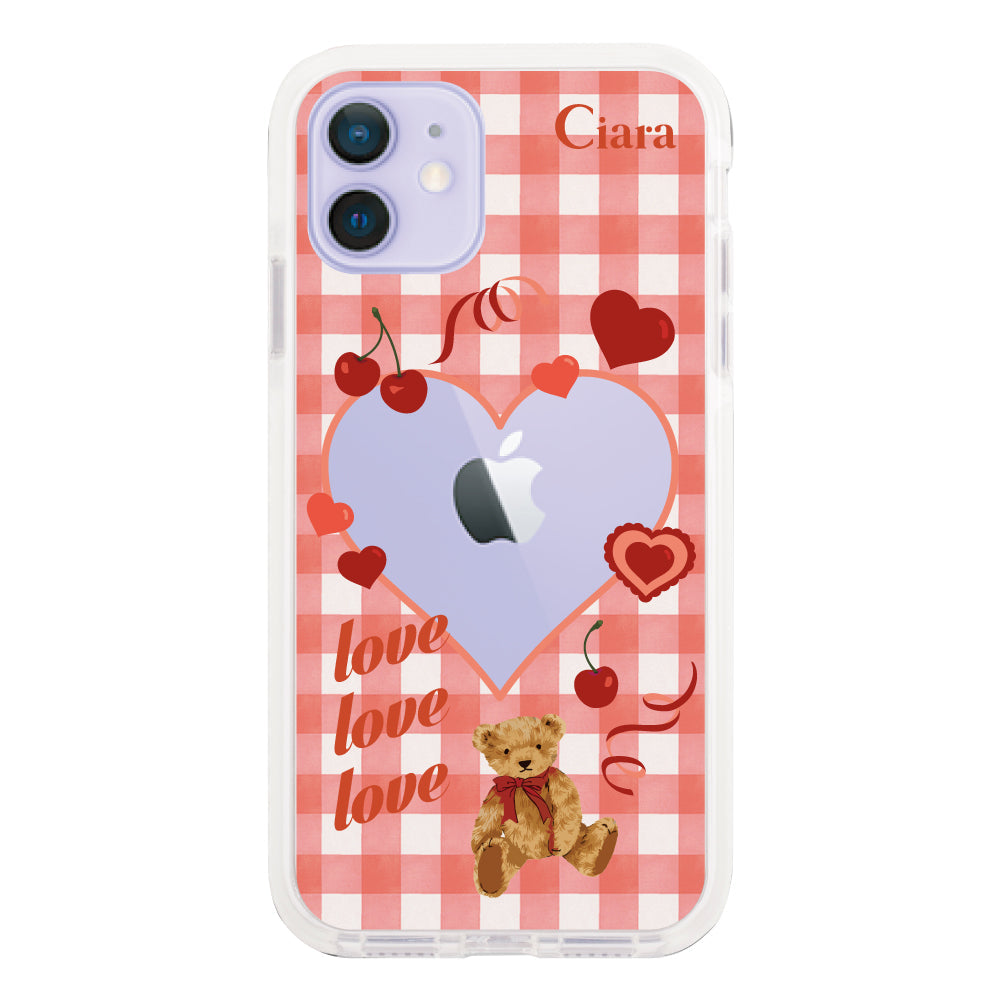 iPhone12/12Proケース クッションバンパー 耐衝撃クリアケース マイスウィーティー レッド