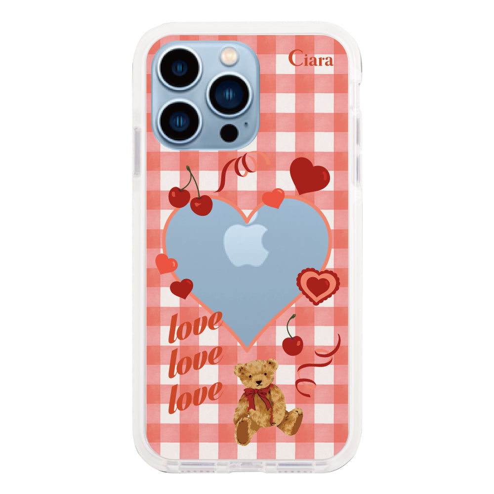 iPhone13ProMaxケース クッションバンパー 耐衝撃クリアケース マイスウィーティー レッド