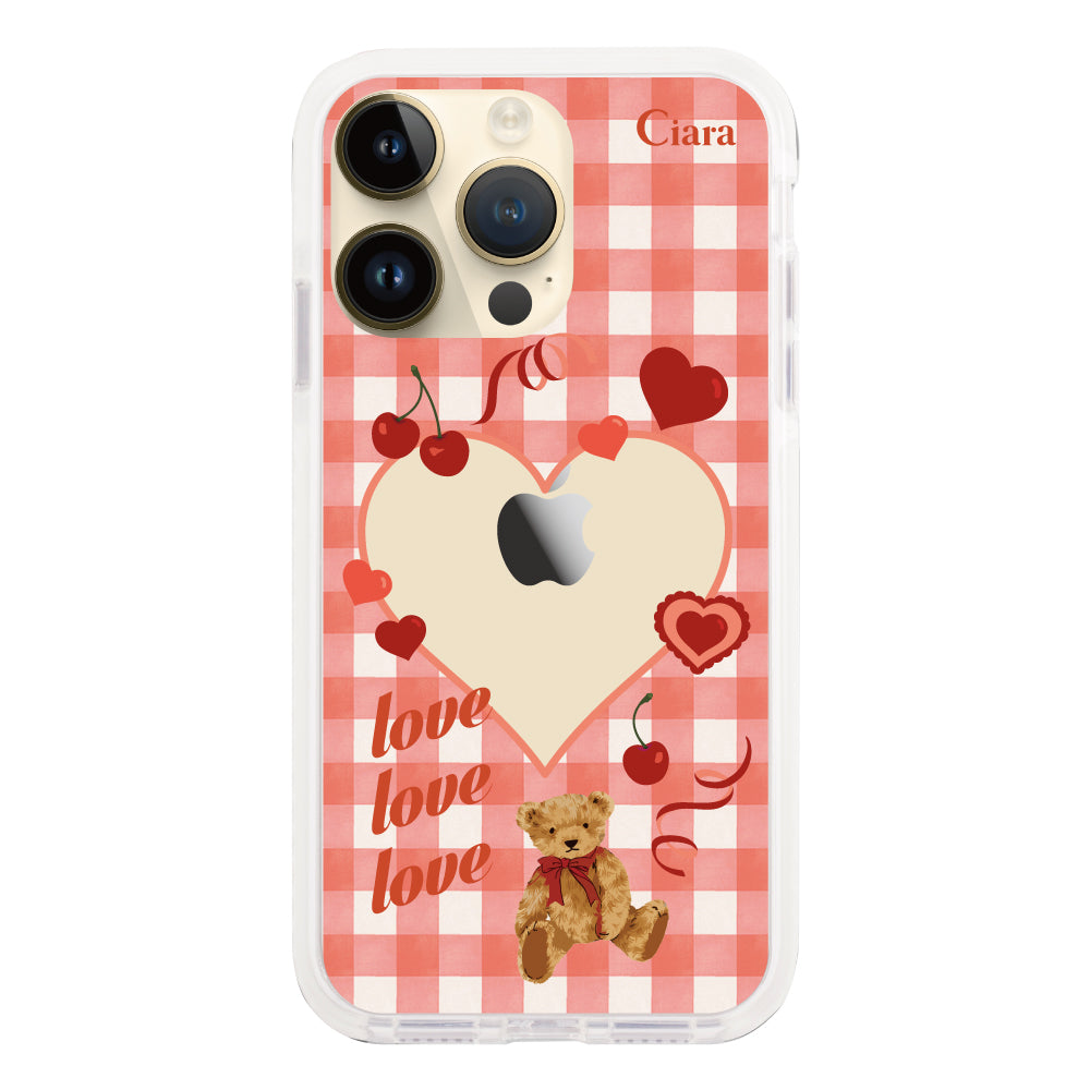 iPhone14Proケース クッションバンパー 耐衝撃クリアケース マイスウィーティー レッド