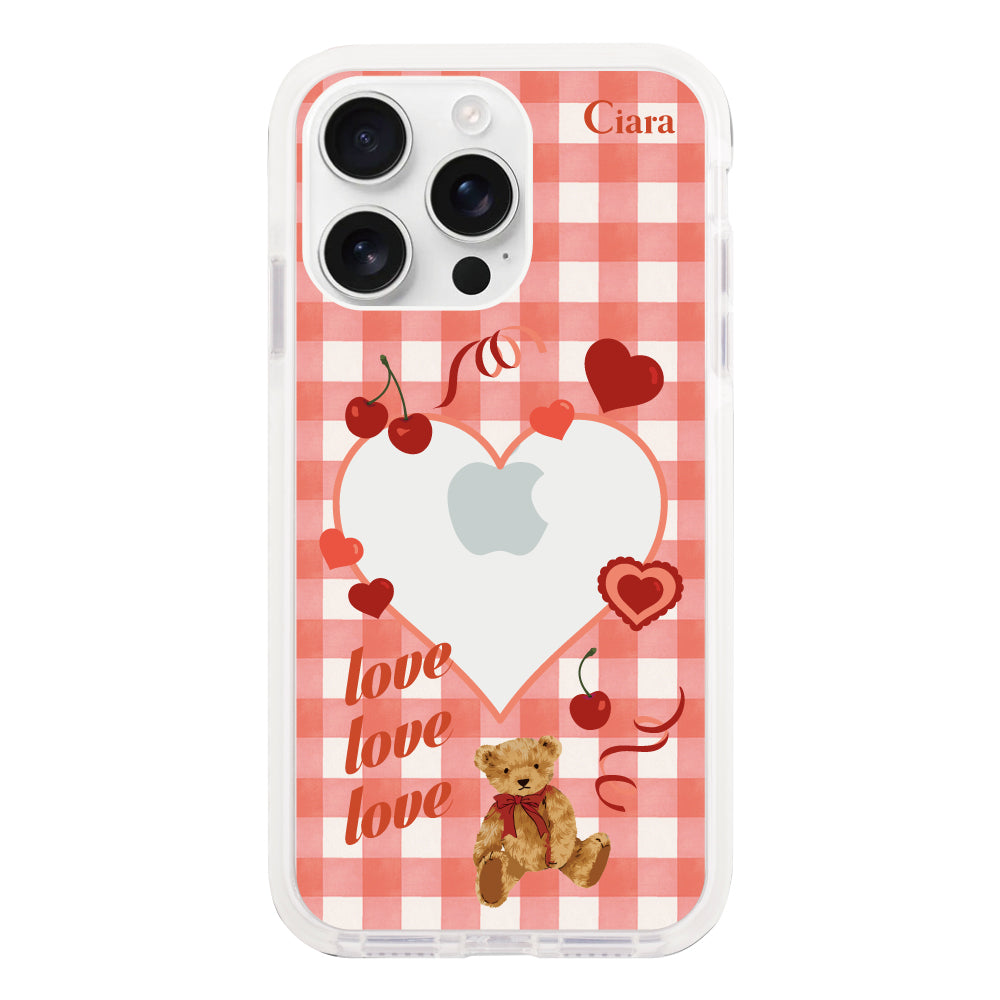 iPhone16ProMax クッションバンパー 耐衝撃クリアケース マイスウィーティー レッド