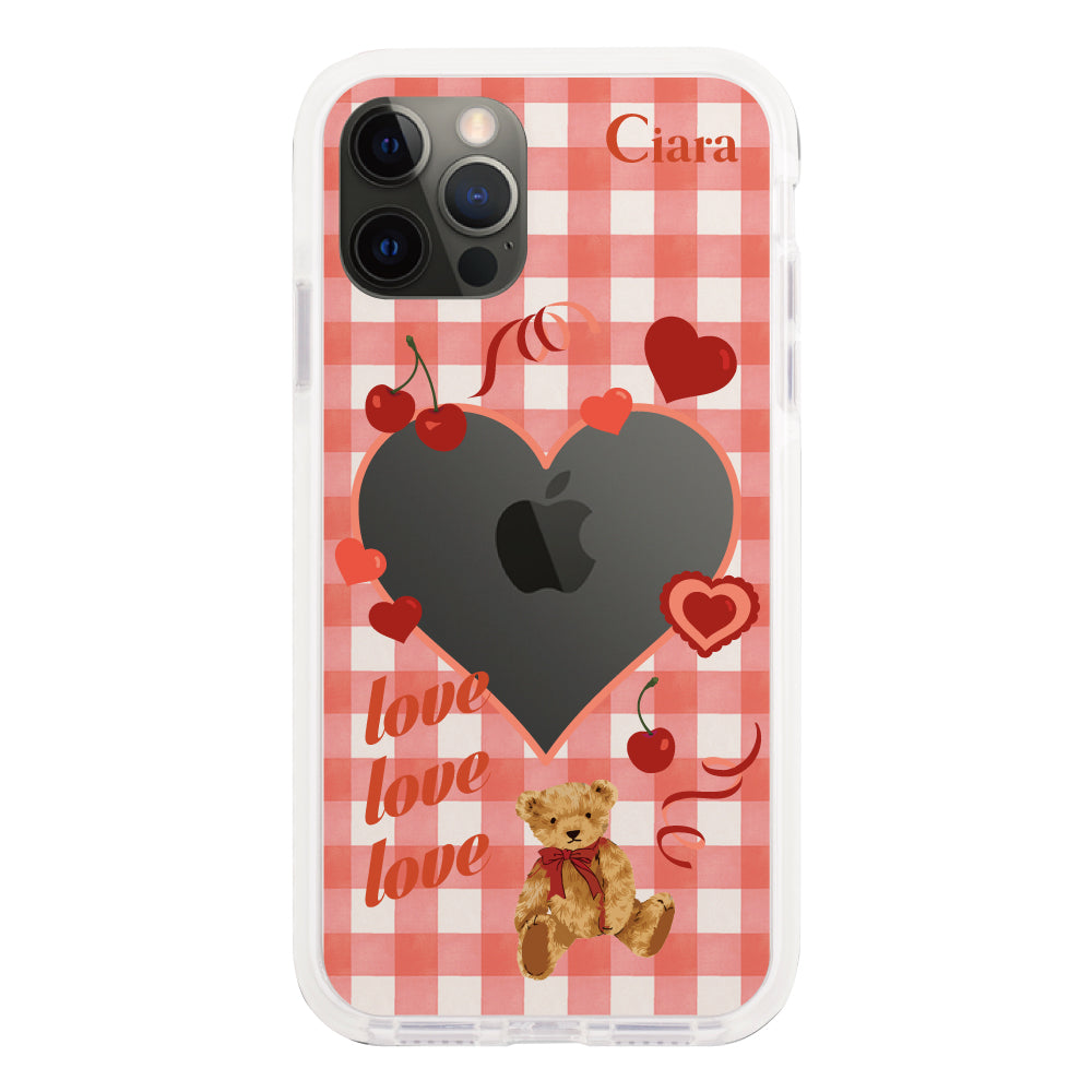 iPhoneX/XS クッションバンパー 耐衝撃クリアケース マイスウィーティー レッド
