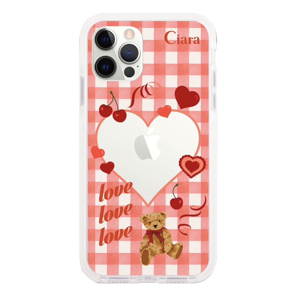 iPhoneXSMAXケース クッションバンパー 耐衝撃クリアケース マイスウィーティー レッド