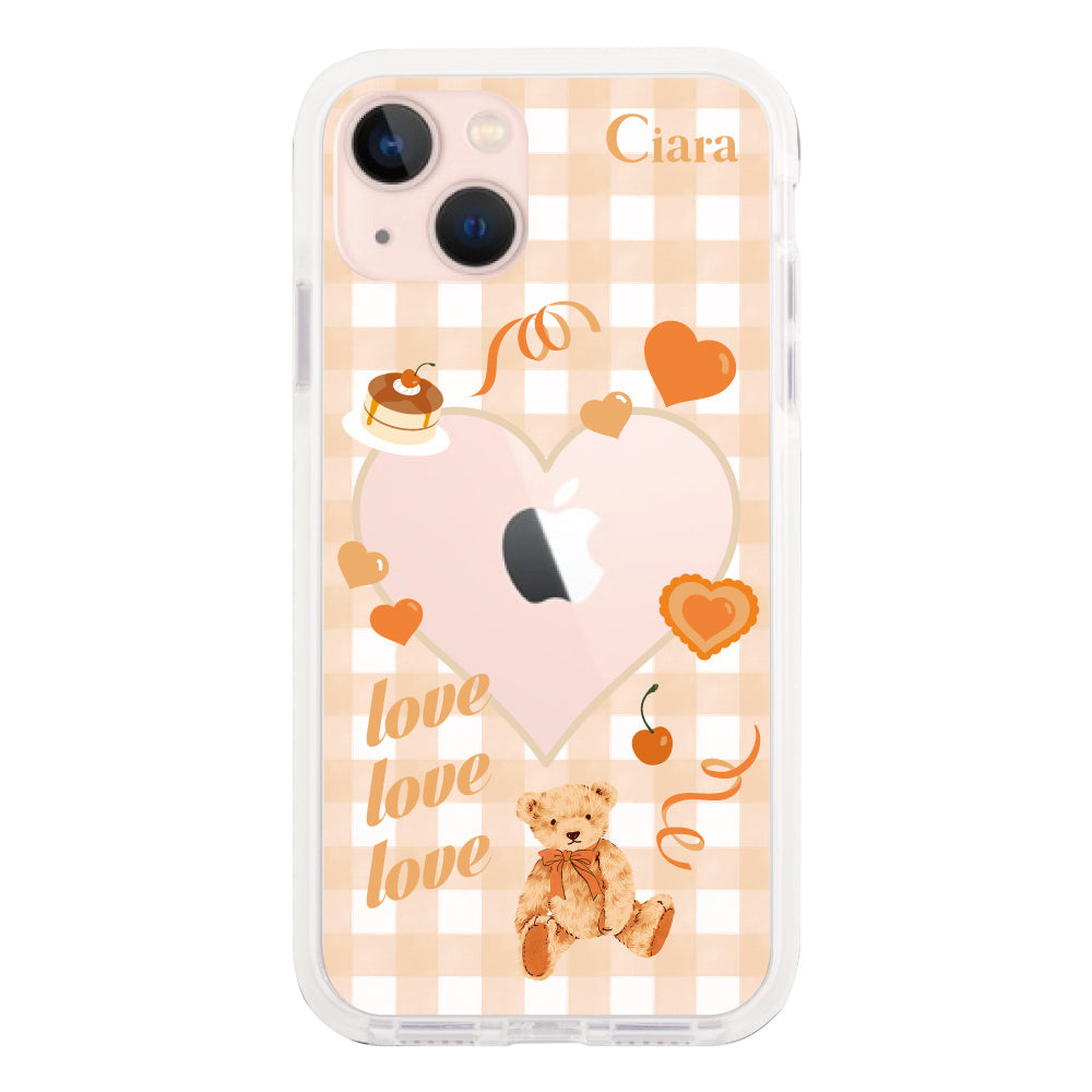 iPhone13ケース クッションバンパー 耐衝撃クリアケース マイスウィーティー オレンジ