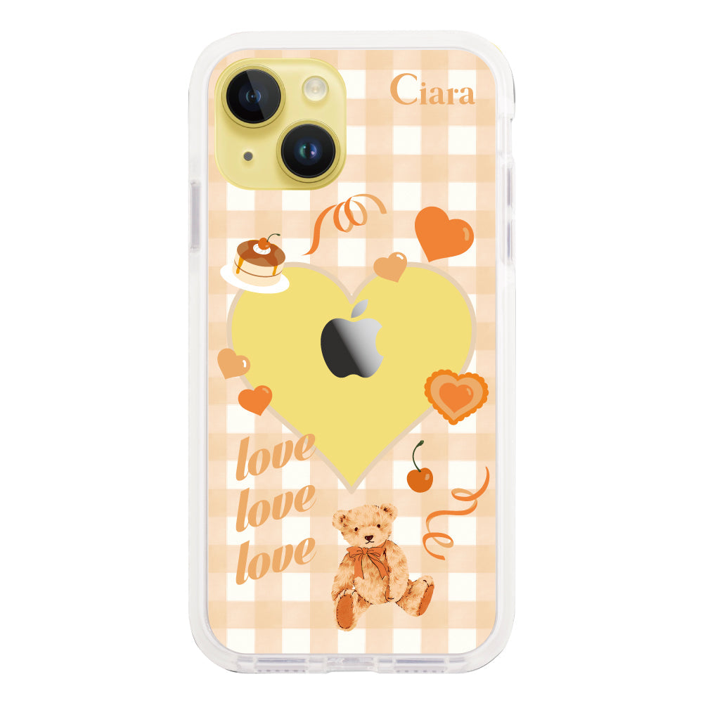 iPhone14Plusケース クッションバンパー 耐衝撃クリアケース マイスウィーティー オレンジ