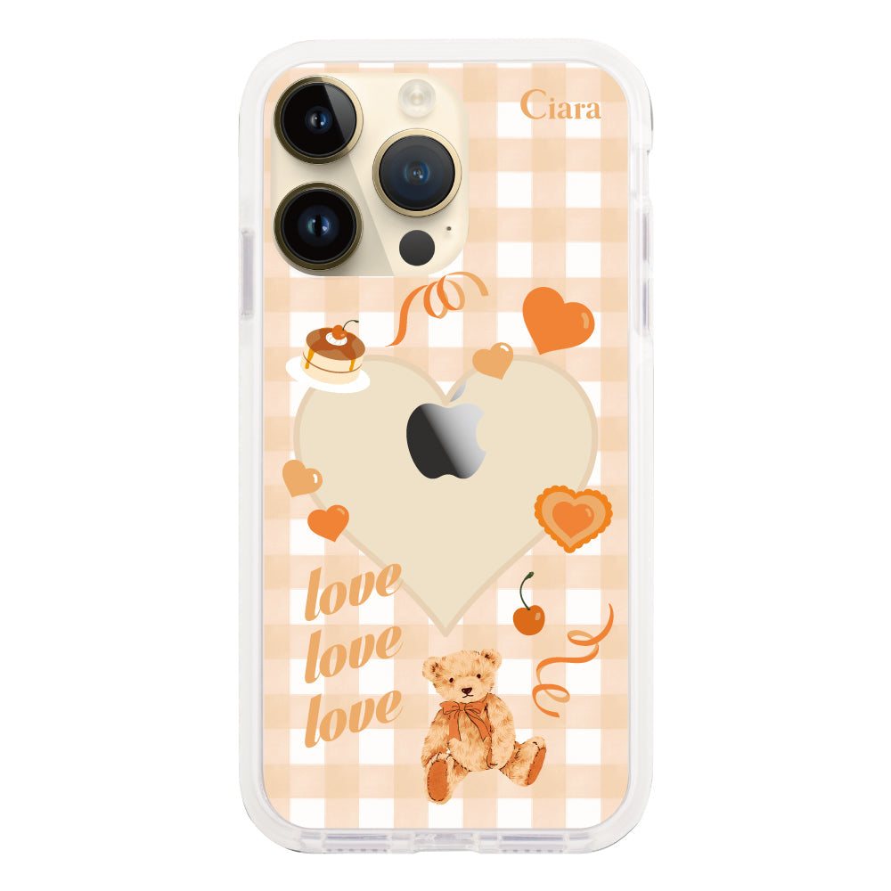 iPhone14Proケース クッションバンパー 耐衝撃クリアケース マイスウィーティー オレンジ